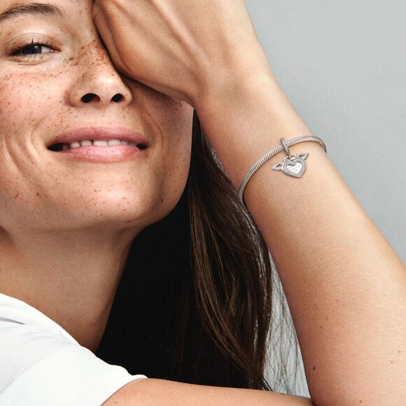 Pandora Heart and Angel Wings Dangle Charm - Picture 3 of 3